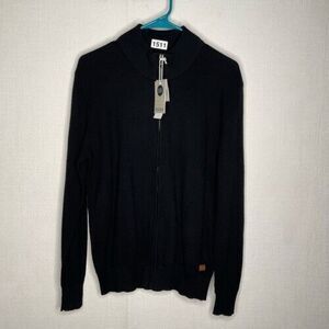 NWT Bagir Men’s Size S Black Textured Premium Handknit Full Zip Cardigan Israel